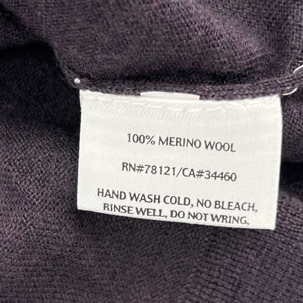 Eileen Fisher Purple Merino Wool Button-Up Cardigan | Size L